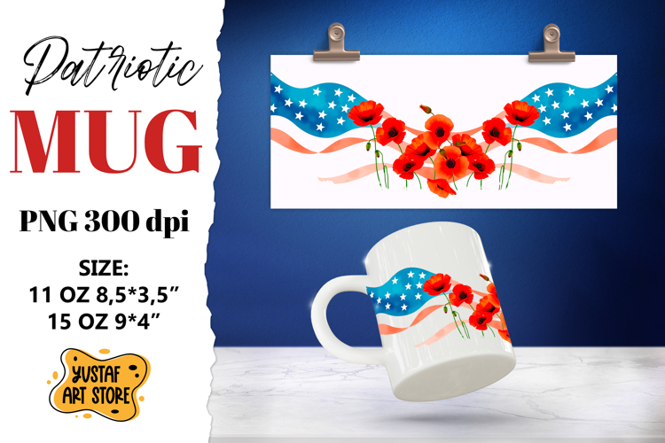 Patriotic sublimation mug wrap. example image 1