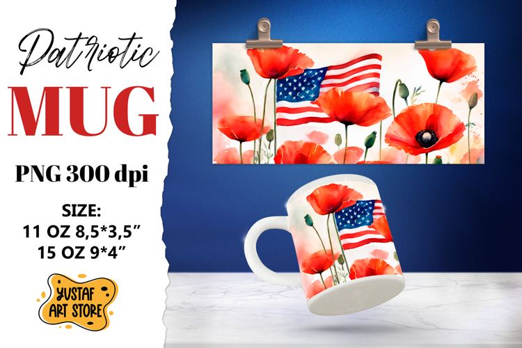 Patriotic sublimation mug wrap.