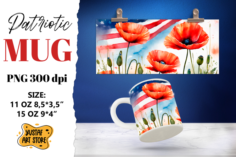 Patriotic sublimation mug wrap.