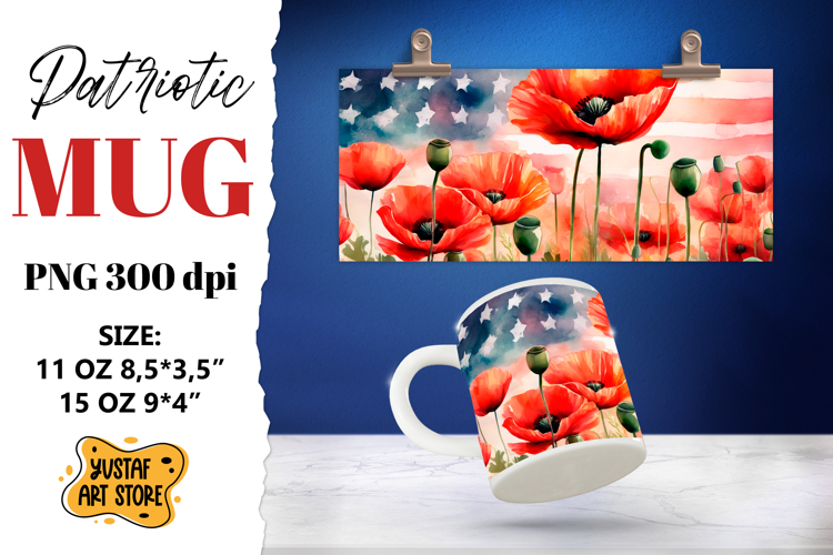 Patriotic sublimation mug wrap.
