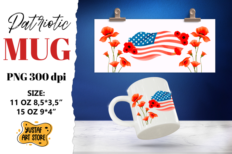 Patriotic sublimation mug wrap. example image 1