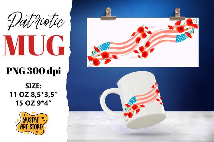 Patriotic sublimation mug wrap. example image 1