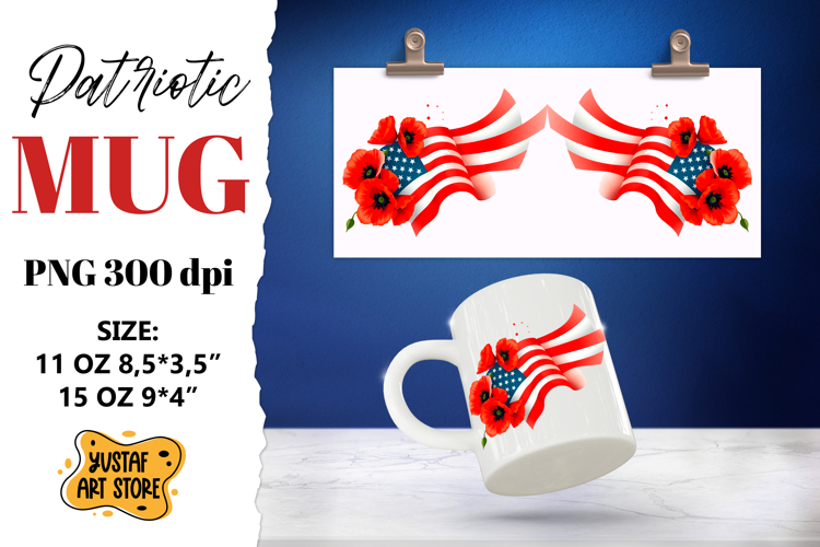 Patriotic sublimation mug wrap. example image 1