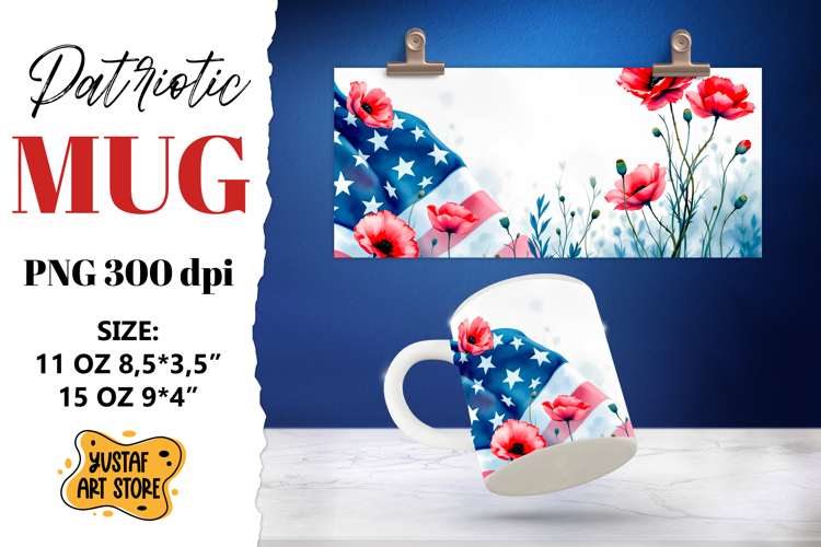 Patriotic sublimation mug wrap. example image 1
