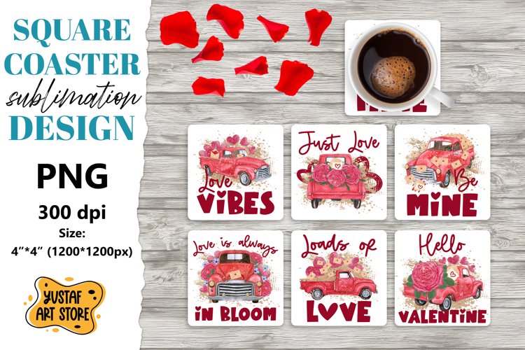 Valentine coaster sublimation bundle.Valentine truck coaster