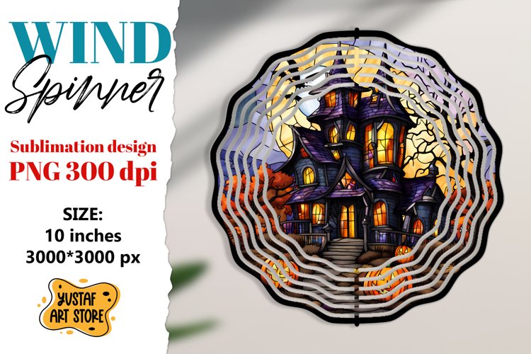 Halloween Stained glass wind spinner sublimation design example image 1