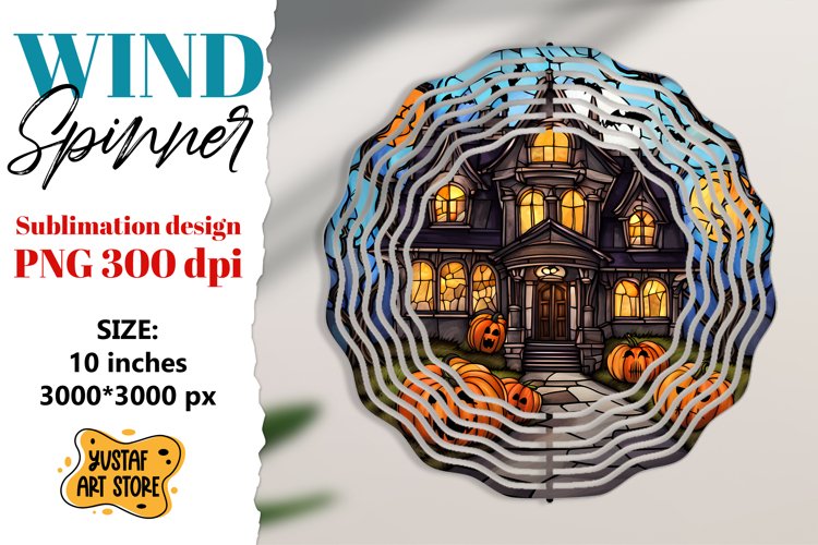 Halloween Stained glass wind spinner sublimation design example image 1