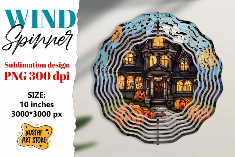 Halloween Stained glass wind spinner sublimation design