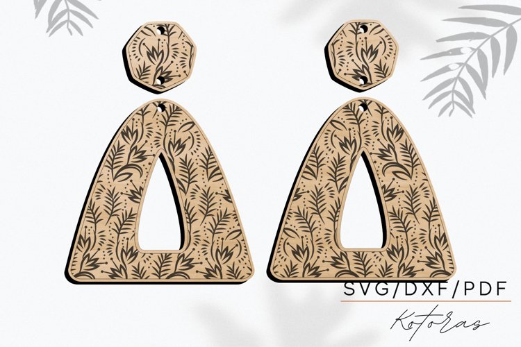 Leaf Engraved Earrings Digital Download