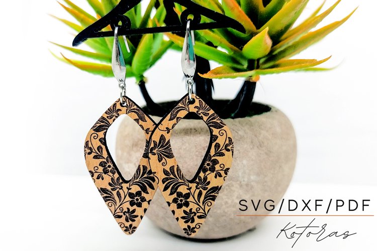 Flower Engraved Earrings Digital Download