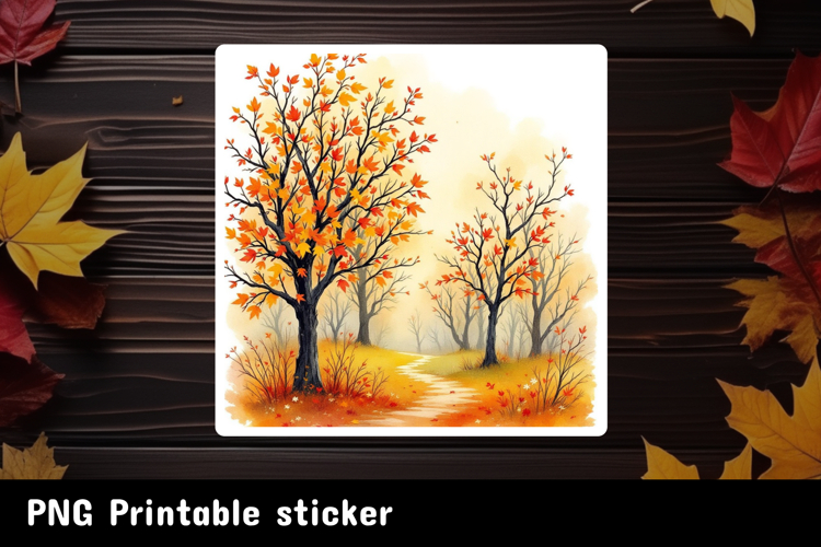 Autumn Sticker Printable PNG. Fall sticker.