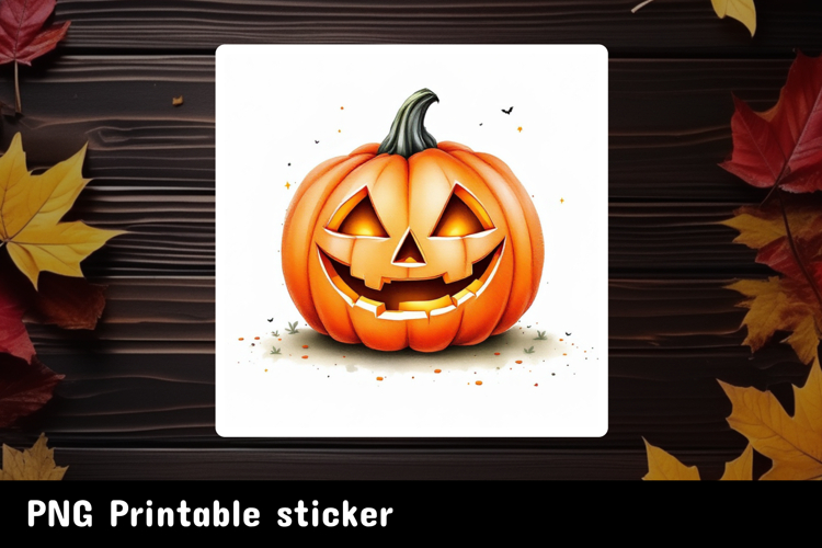 Autumn Sticker Printable PNG. Fall pumpkin sticker.