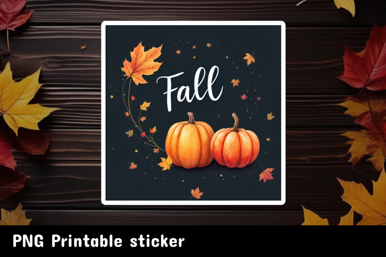 Autumn Sticker Printable PNG. Fall sticker.