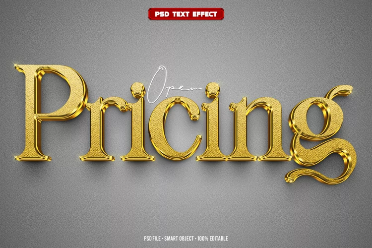 Pricing 3D editable text effect