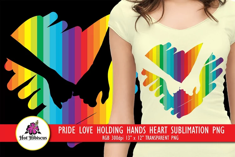 Pride Love Heart Hands Holding Pinkies Rainbow Sublimation