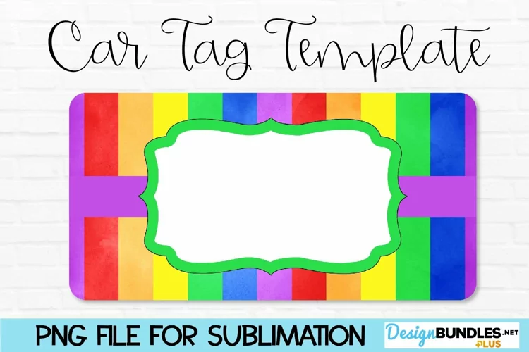 Car Tag Template PNG | Pride Rainbow Sublimation Tag