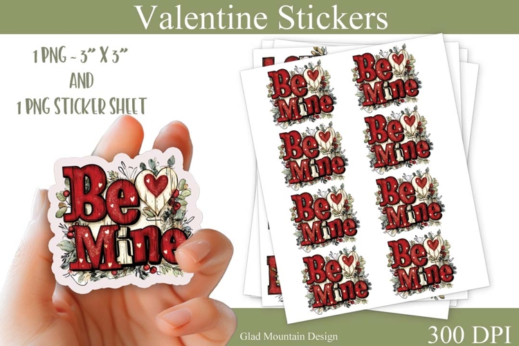 Valentines Day Be Mine Sticker and sticker sheet png