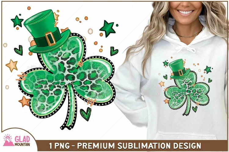 St Patricks Leopard print shamrock, 4 leaf clover