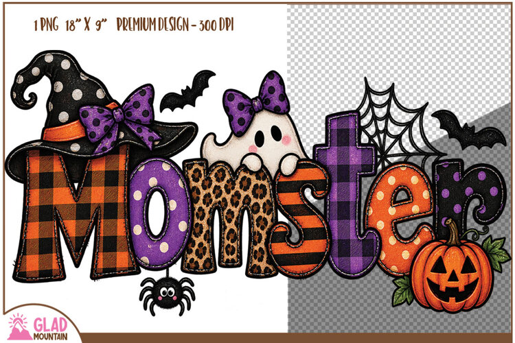 Momster Halloween doodle letters, Halloween Momster design example image 1