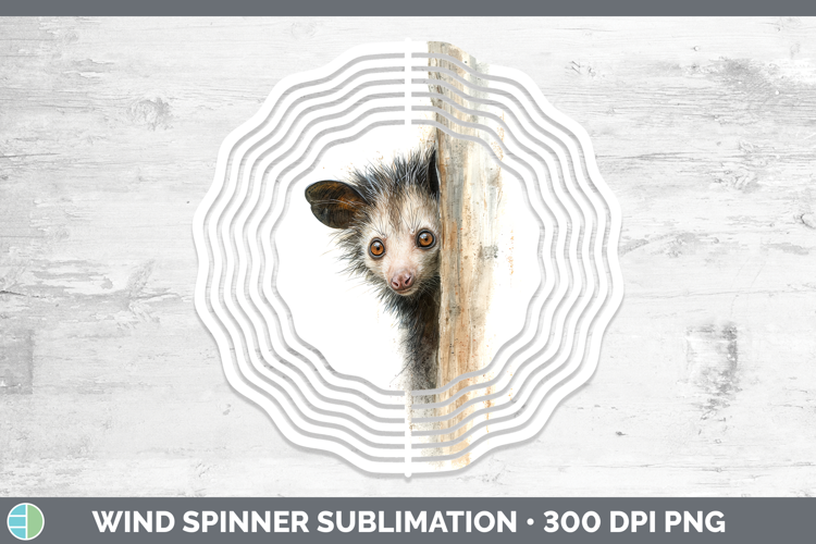 Aye-aye Primate Tree Peek-A-Boo Wind Spinner Sublimation Des