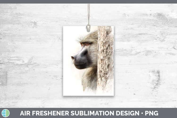 Baboon Primate Tree Peek-A-Boo Air Freshener Sublimation Des
