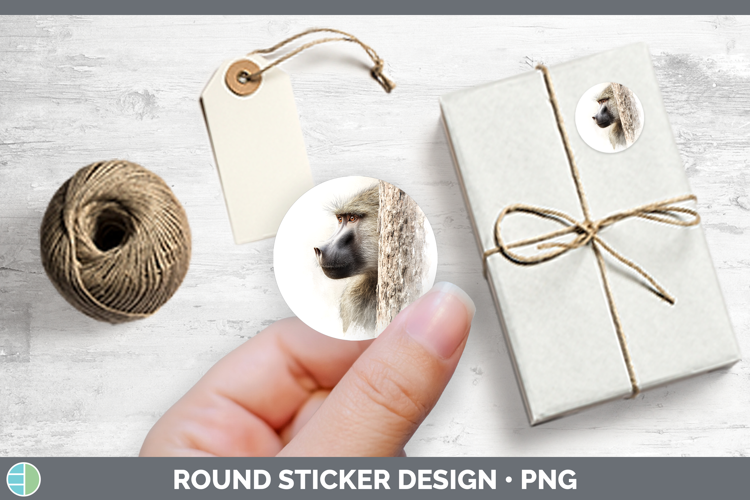 Baboon Primate Tree Peek-A-Boo Stickers Design