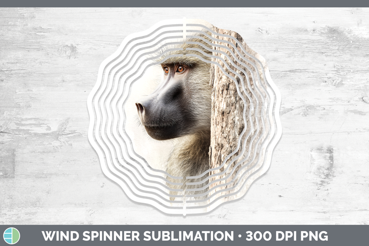 Baboon Primate Tree Peek-A-Boo Wind Spinner Sublimation Desi