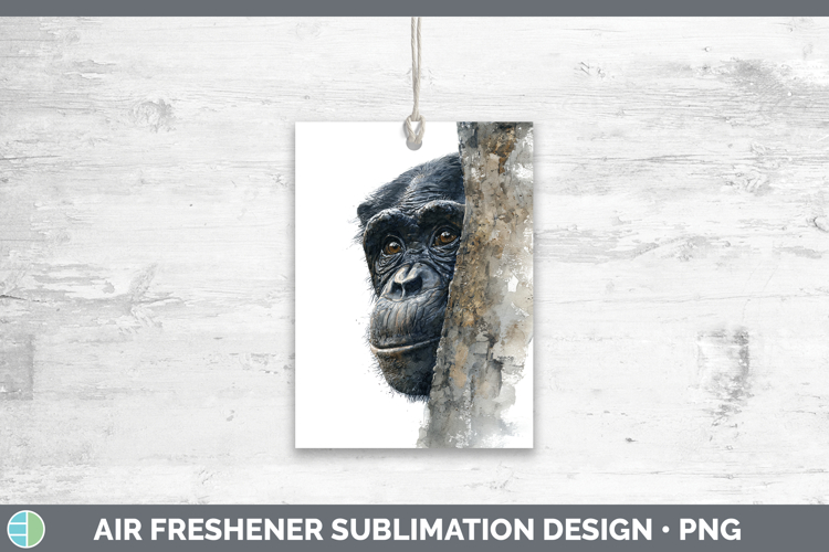 Bonobo Primate Tree Peek-A-Boo Air Freshener Sublimation Des