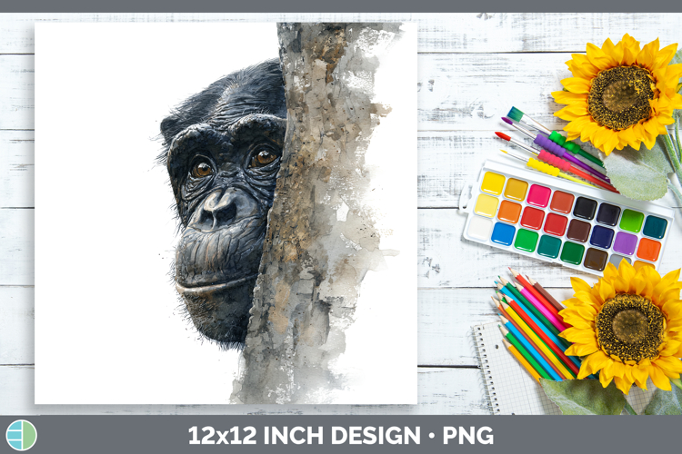 Bonobo Primate Tree Peek-A-Boo Paper Backgrounds Design