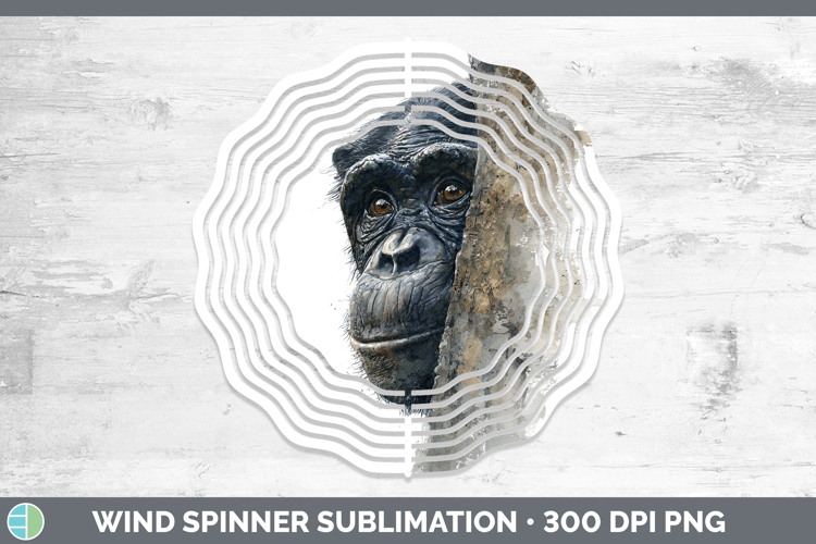 Bonobo Primate Tree Peek-A-Boo Wind Spinner Sublimation Desi