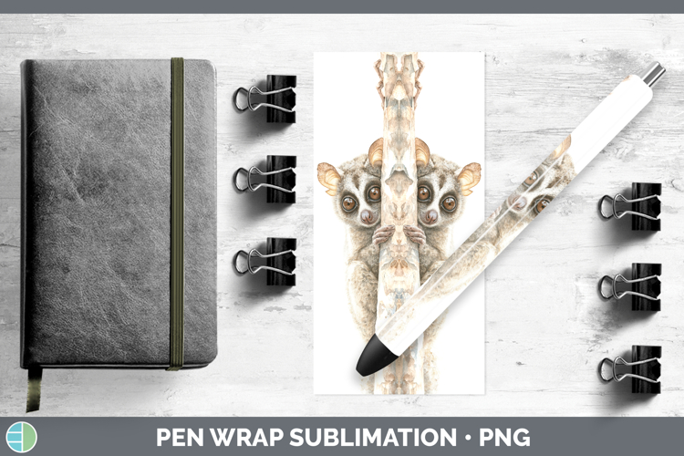 Bushbaby Primate Tree Peek-A-Boo Pen Wrap Sublimation Design