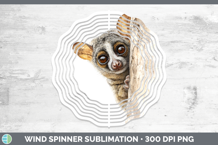 Bushbaby Primate Tree Peek-A-Boo Wind Spinner Sublimation De