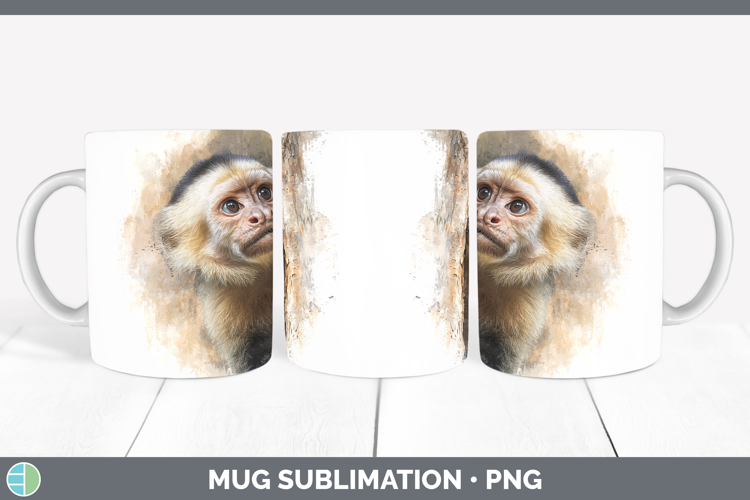 Capuchin Monkey Primate Tree Peek-A-Boo Mug Wrap Sublimation