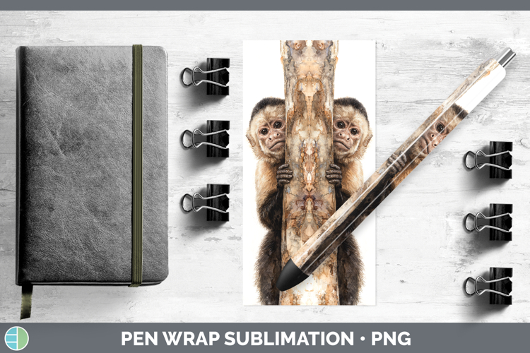 Capuchin Monkey Primate Tree Peek-A-Boo Pen Wrap Sublimation