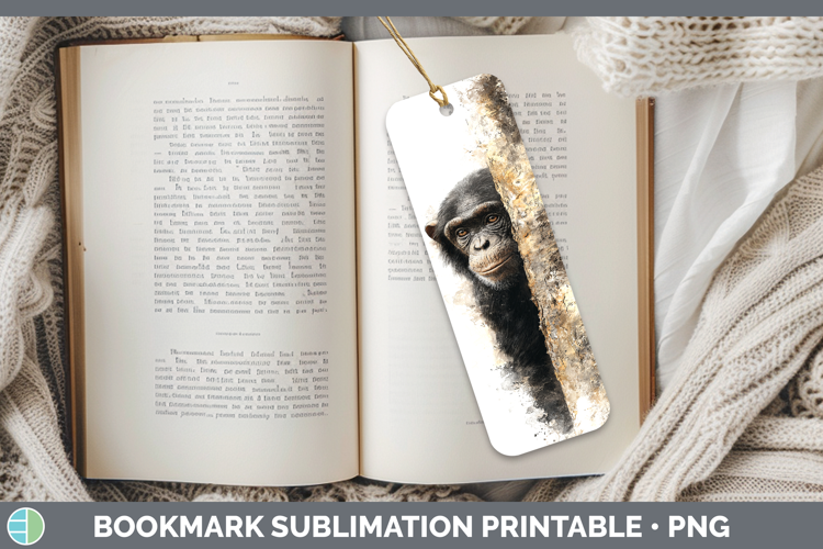Chimpanzee Primate Tree Peek-A-Boo Bookmark Sublimation Desi