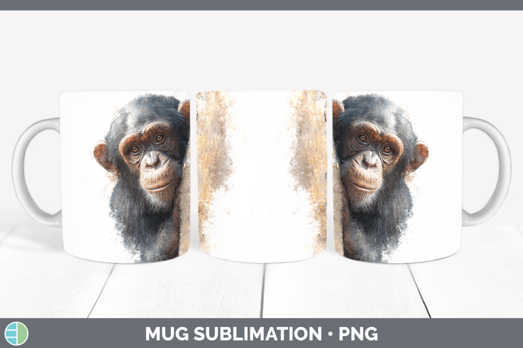 Chimpanzee Primate Tree Peek-A-Boo Mug Wrap Sublimation Desi