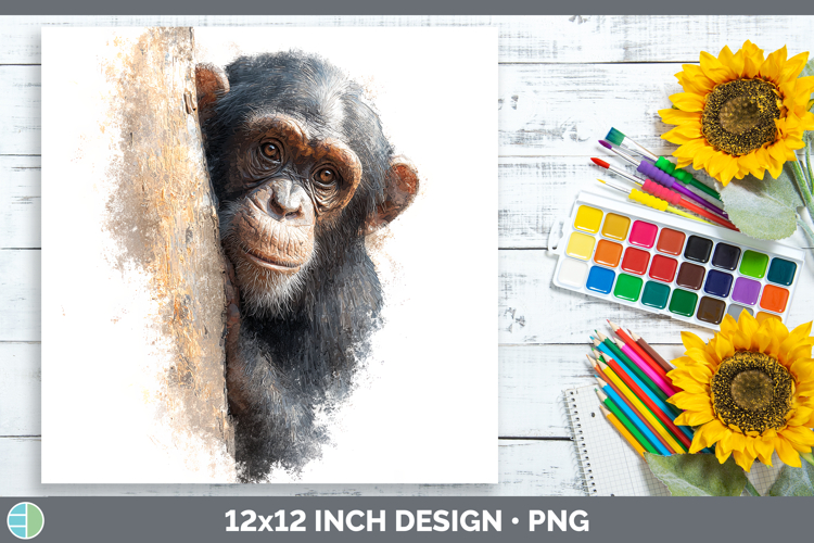 Chimpanzee Primate Tree Peek-A-Boo Paper Backgrounds Design