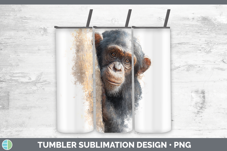 Chimpanzee Primate Tree Peek-A-Boo Tumbler Sublimation Desig