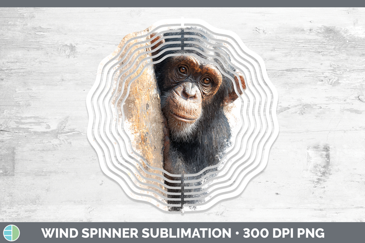 Chimpanzee Primate Tree Peek-A-Boo Wind Spinner Sublimation