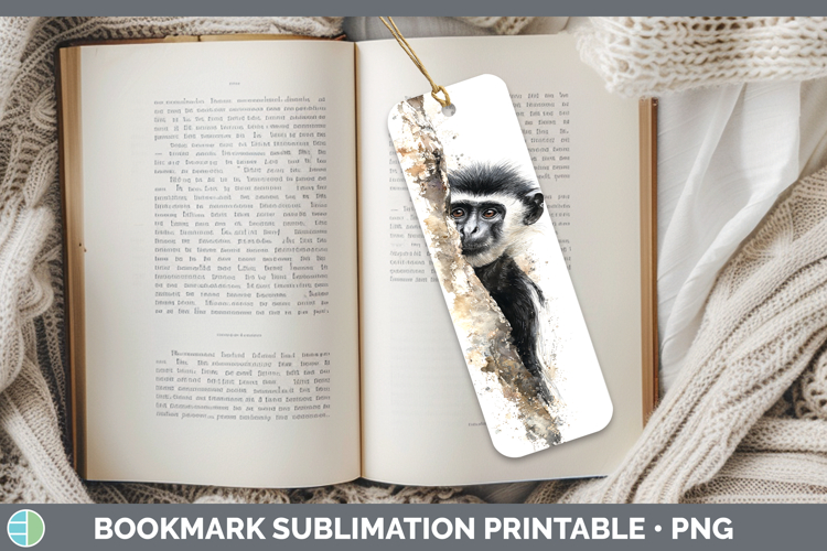 Colobus Monkey Primate Tree Peek-A-Boo Bookmark Sublimation