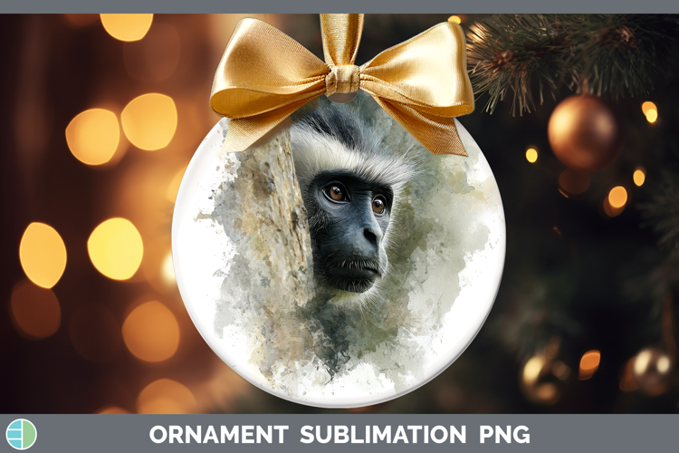 Colobus Monkey Primate Tree Peek-A-Boo Ornament Sublimation