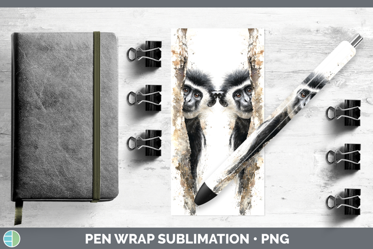 Colobus Monkey Primate Tree Peek-A-Boo Pen Wrap Sublimation