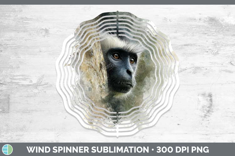 Colobus Monkey Primate Tree Peek-A-Boo Wind Spinner Sublimat