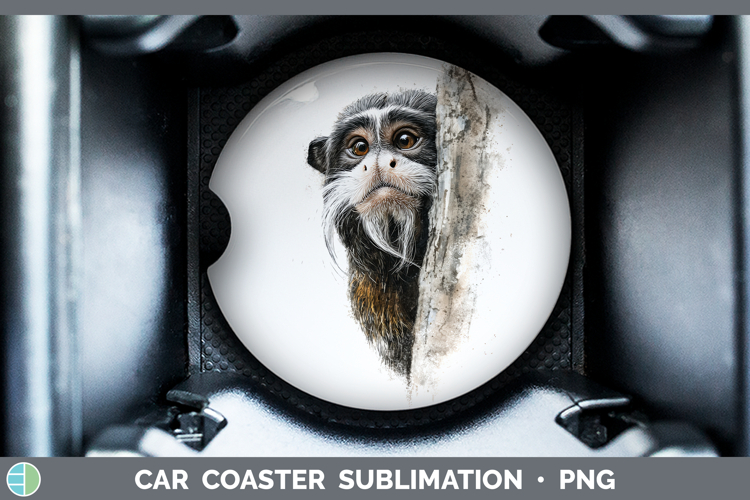 Emperor Tamarin Primate Tree Peek-A-Boo Car Coaster Sublimat