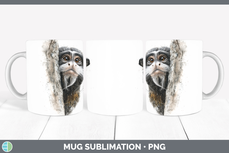Emperor Tamarin Primate Tree Peek-A-Boo Mug Wrap Sublimation