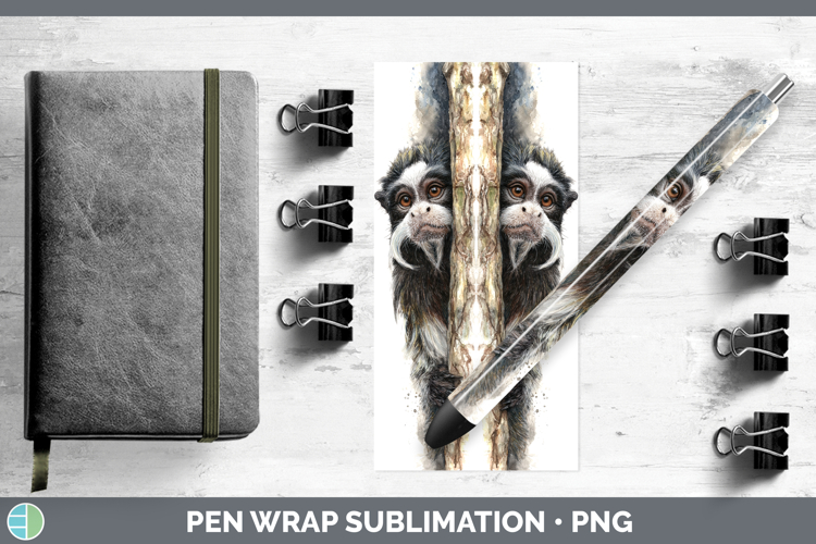 Emperor Tamarin Primate Tree Peek-A-Boo Pen Wrap Sublimation