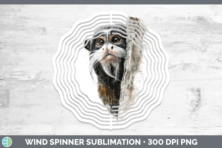 Emperor Tamarin Primate Tree Peek-A-Boo Wind Spinner Sublima