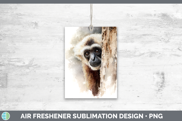 Gibbon Primate Tree Peek-A-Boo Air Freshener Sublimation Des