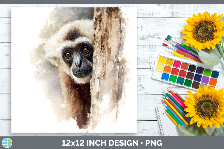 Gibbon Primate Tree Peek-A-Boo Paper Backgrounds Design