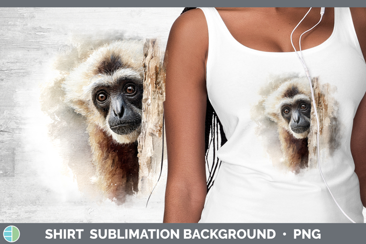 Gibbon Primate Tree Peek-A-Boo Shirt Sublimation Design